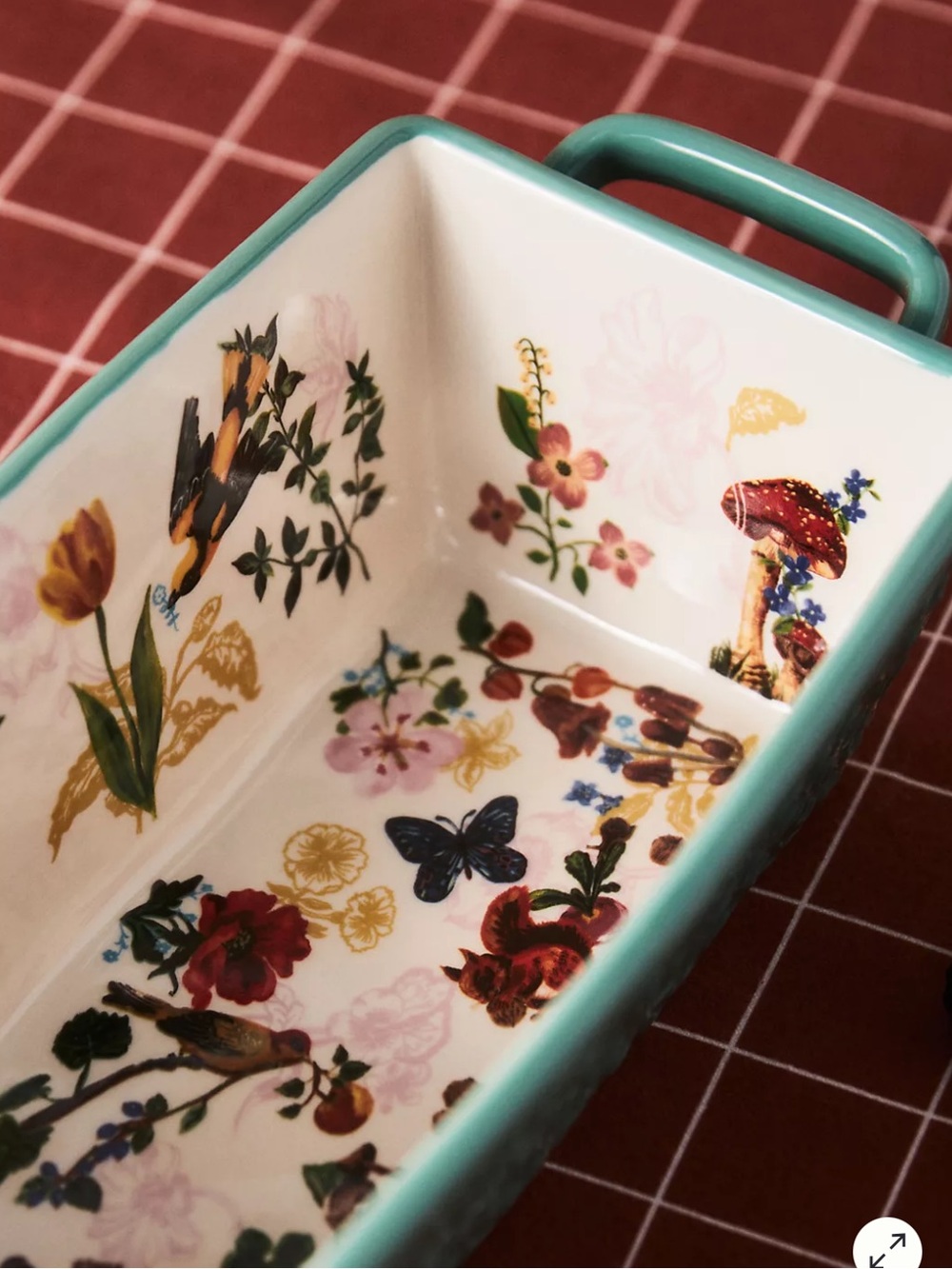 Anthropologie Nathalie Lete Loaf Pan Fall Motif Hedgie Owl Baking Stoneware